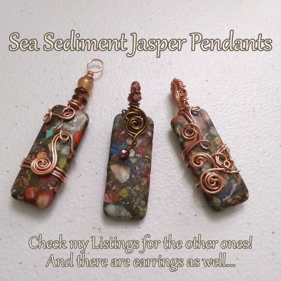 Gorgeous & Unique Fall Colors! Woodsy Sea Sediment Jasper + Agate Pendant - Picture 12 of 12